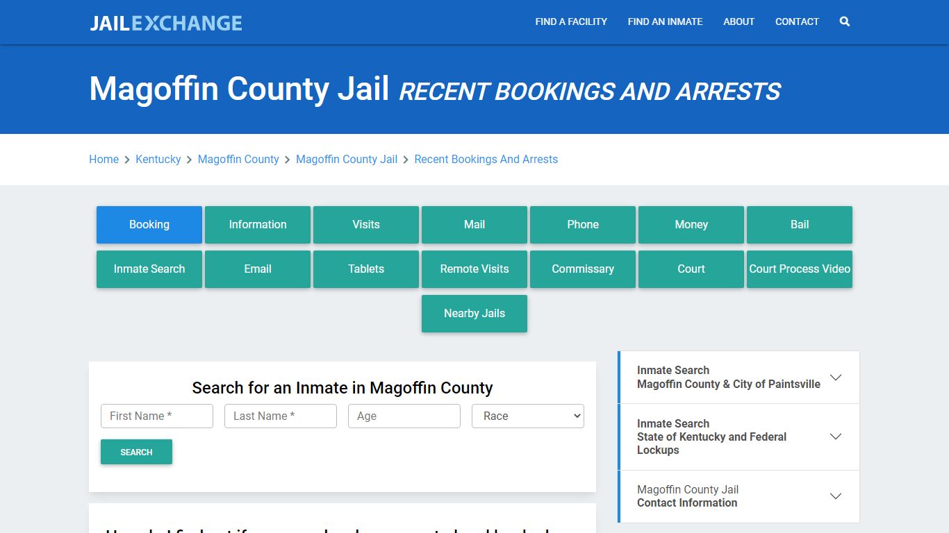 Magoffin County Jail Recent Bookings And Arrests - Jail Exchange