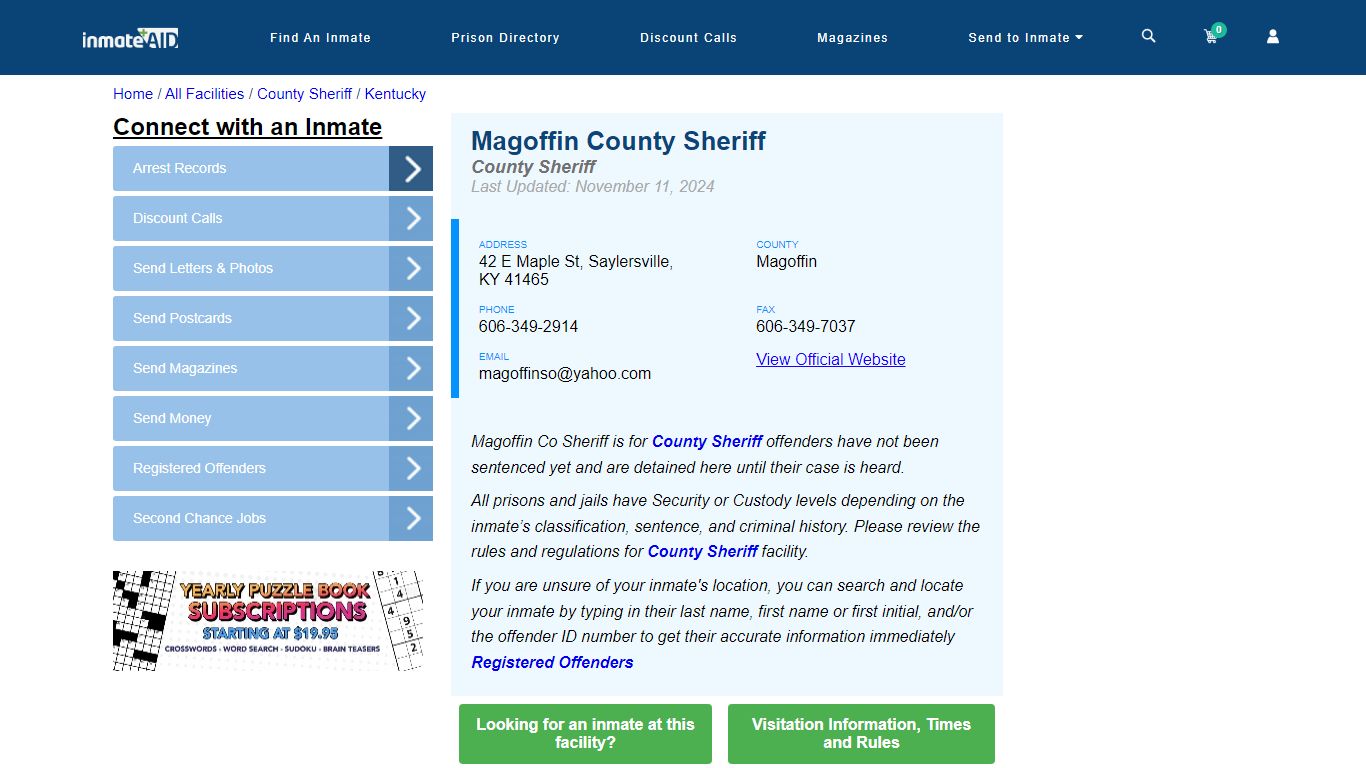 Magoffin County Jail - Inmate Locator